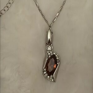 Windsor Silver and Brown Gemstone Necklace